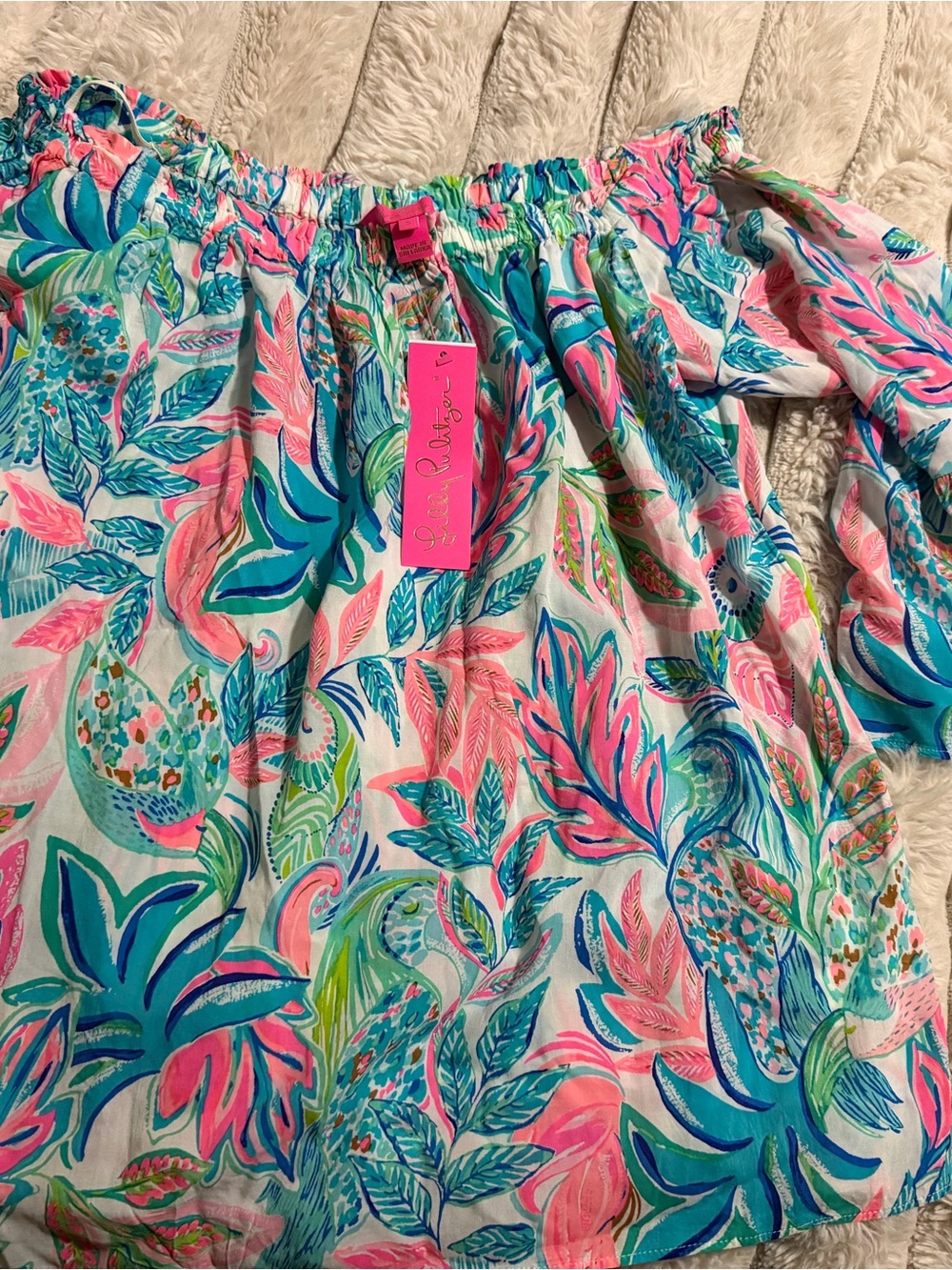 Lilly Pulitzer Multi-Color Tropical Off-Shoulder Tunic